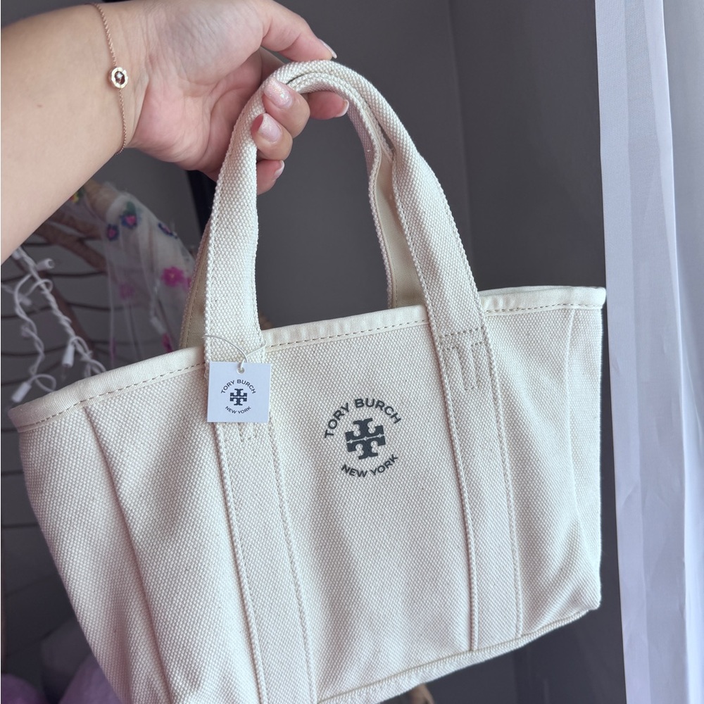 Tory Burch Natural Canvas Mini Tote Bag - Picture 9 of 14